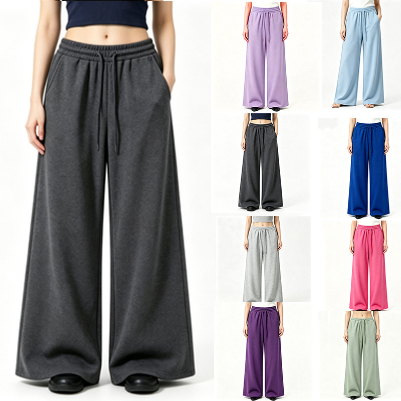 Women Shoes Joggers - กางเกงวอร์มขากว้างสไตล์ฮาราจูกุใหม่สำหรับผู้หญิง กางเกงสตรีทแวร์ทรงหลวมโอเวอร์ไซส์สีเทา กางเกงกีฬาผู้หญิงแบบมีเชือกผูก กางเกงจ็อกเกอร์ลำลอง