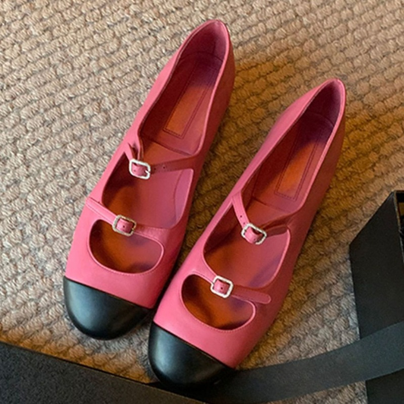 Women Shoes Branded - รองเท้าแมรี่เจนแบบหรูหราสำหรับผู้หญิง หัวเข็มขัดหลากสี รองเท้าแฟชั่นแบบสวม รองเท้าส้นแบนหัวกลมสำหรับผู้หญิง Zapatos De