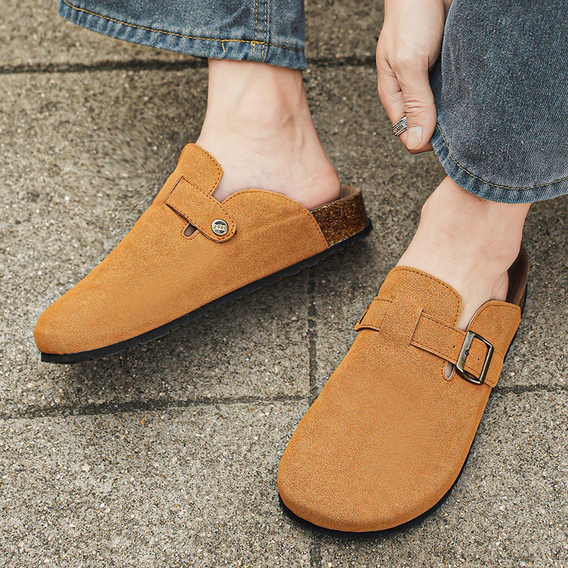Women'S Shoes To Men'S - รองเท้าแตะหนังกลับแท้แบบใหม่สำหรับผู้หญิงและผู้ชาย พื้นรองเท้าคอร์กนุ่ม สวมใส่สบาย รองรับอุ้งเท้า รองเท้าแตะชายหาด