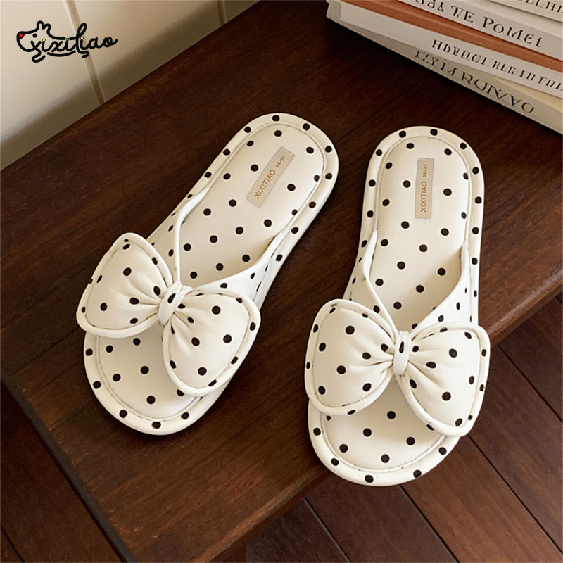 Women'S Shoes Everyday - รองเท้าแตะในบ้าน XIXITIAO สำหรับผู้หญิง แฟชั่นลำลอง ดีไซน์โบว์ผ้าฝ้าย รองเท้าใส่ในห้องนอน