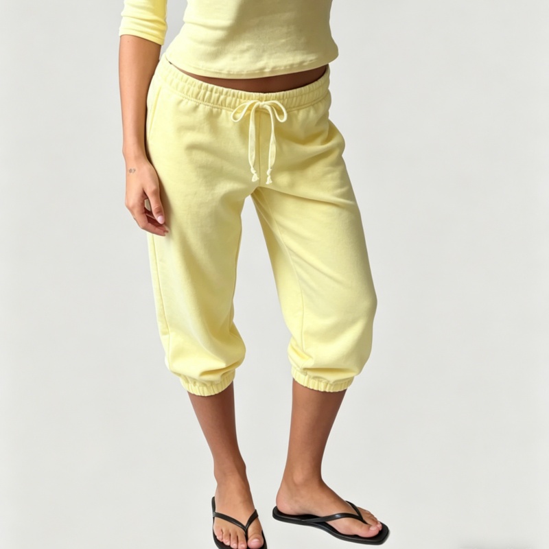 Women Shoes Joggers - กางเกงวอร์มขายาวผู้หญิง กางเกงคาปรีลำลอง เอวยางยืด มีเชือกผูก ขาจั๊มพ์ ขาสั้น