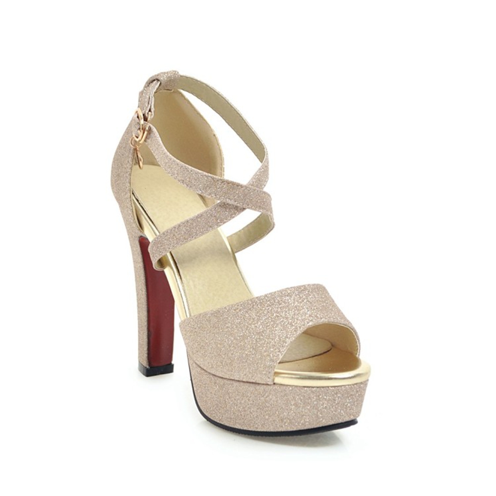 Women Shoes Waterproof - รองเท้าส้นสูงผู้หญิงฤดูร้อนส้นหนาแบบเปิดนิ้วเท้ากันน้ำเซ็กซี่แบบมีหัวเข็มขัดรองเท้าเจ้าสาวแฟชั่นรองเท้าส้นตึกสำหรับทำงาน รุ่น 88-5
