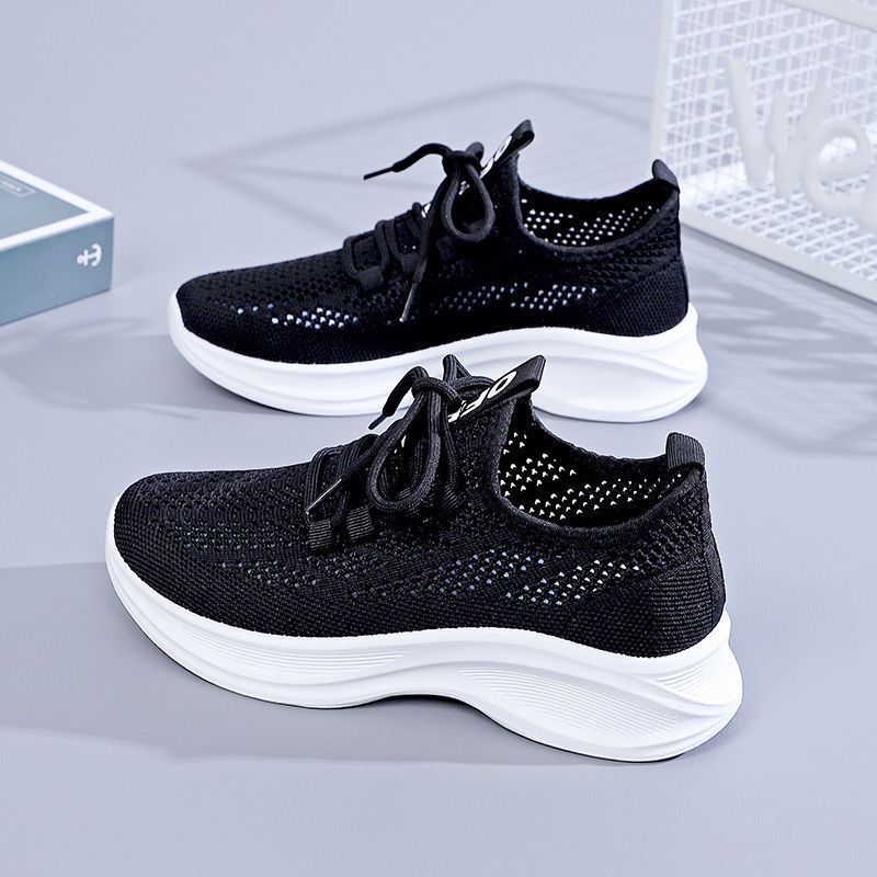 Women'S Shoes Hey Dude - รองเท้าผ้าใบผู้หญิงแบบตาข่าย Summer Hollow ระบายอากาศได้ดี พื้นหนา เพิ่มความสูง