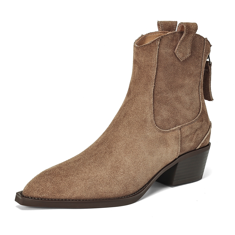 Block Heel Ankle Boots - รองเท้าบูทข้อเท้าผู้หญิง AIYUQI รุ่นใหม่ปี 2026 หัวแหลม มีซิป