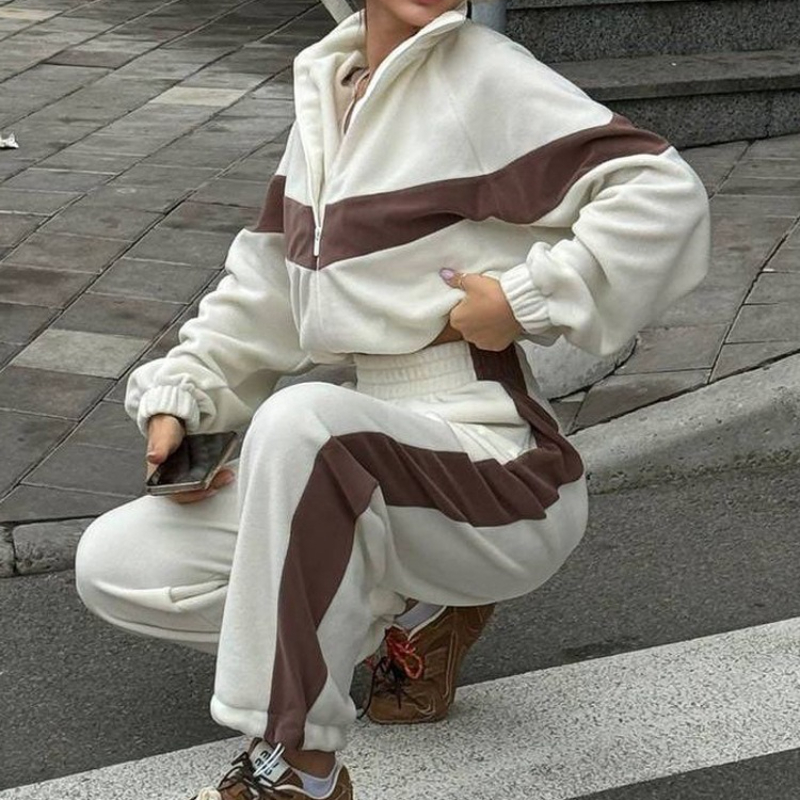 Women Shoes Joggers - 2 ชิ้นชุดชุดกางเกงผู้หญิงTracksuit Jogger Y2kเสื้อฤดูใบไม้ร่วงฤดูหนาวกีฬาElasticเอวStreetwearกางเกงชุดการจับคู่