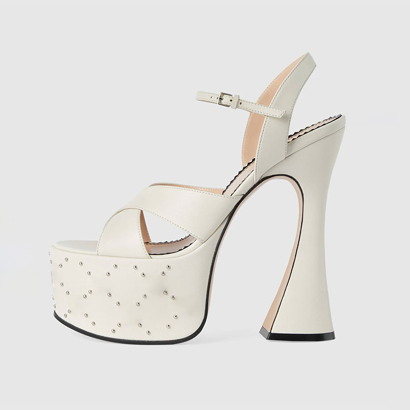 Women Shoes Waterproof - รองเท้าแตะส้นสูงหัวเข็มดำสีขาวแฟชั่นสำหรับผู้หญิงใส่ในฤดูร้อนกันน้ำเซ็กซี่รองเท้าสำหรับไนท์คลับแข่งรถของผู้หญิง34-43