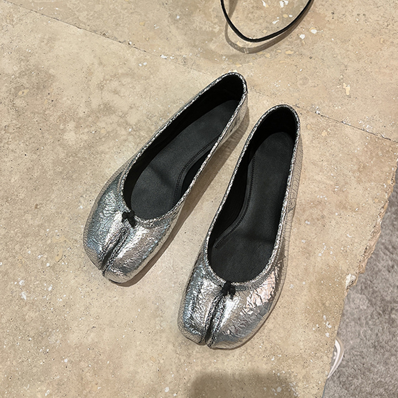 Shoes For Women Flats - รองเท้าสตรีแบบวินเทจ หัวแยกทรงแมรี่เจน พื้นนิ่ม หนังแท้ รองเท้าโลฟเฟอร์สำหรับผู้หญิง รองเท้าใส่เดินทุกวัน