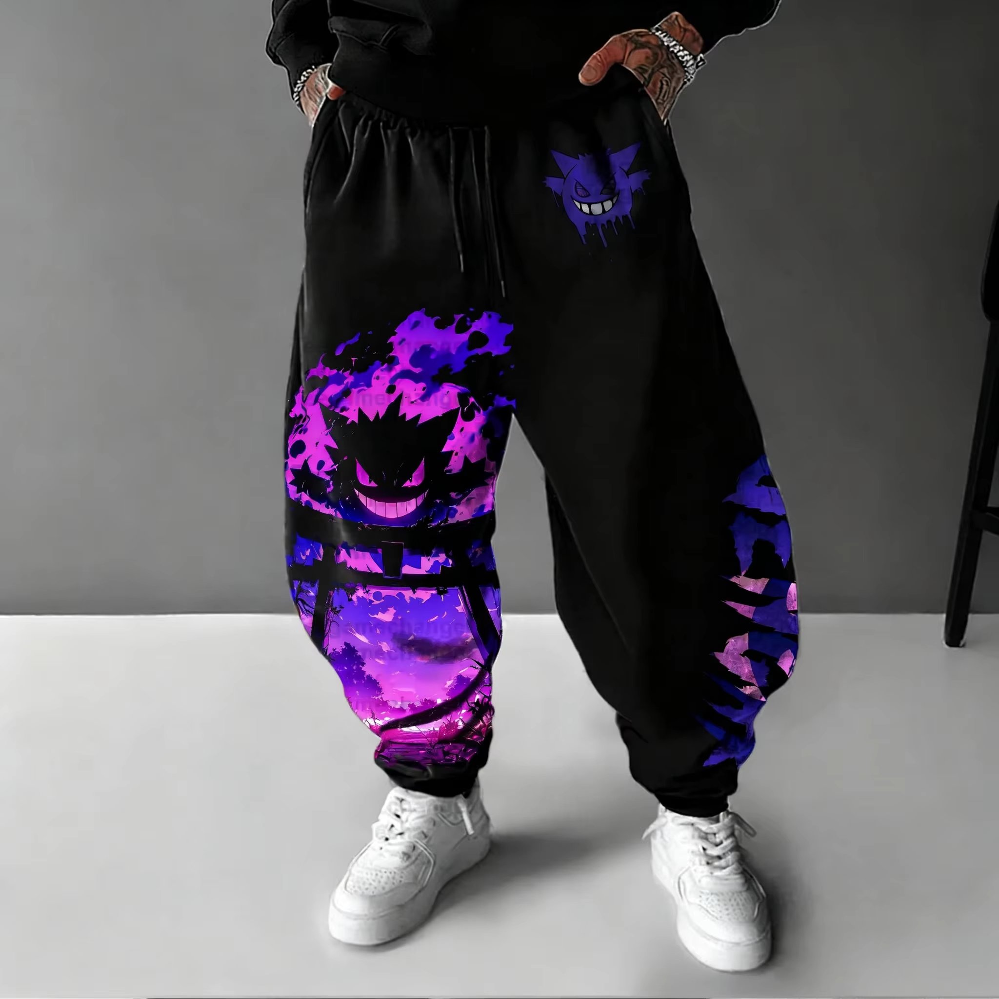 Women Shoes Joggers - Y2K 2026 โปเกมอน เกนการ์ กางเกงผ้าฝ้ายผู้ชายผู้หญิงกางเกงกีฬาฤดูใบไม้ผลิฤดูร้อนสตรีทแวร์ฮิปฮอปลำลองหลวมกางเกงจ็อกเกอร์