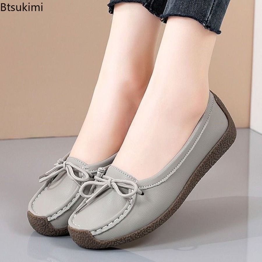 Shoes For Women Flats - รองเท้าคุณแม่ปี 2026 รองเท้าสวมสบาย พื้นรองเท้าทำจากเอ็นวัว รองเท้าผู้หญิงแบบแบน กันลื่น