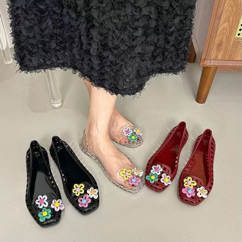 รองเท้าเจลลี่ลายดอกไม้แฮนด์เมด - Women Shoes Model บทวิจารณ์และราคา