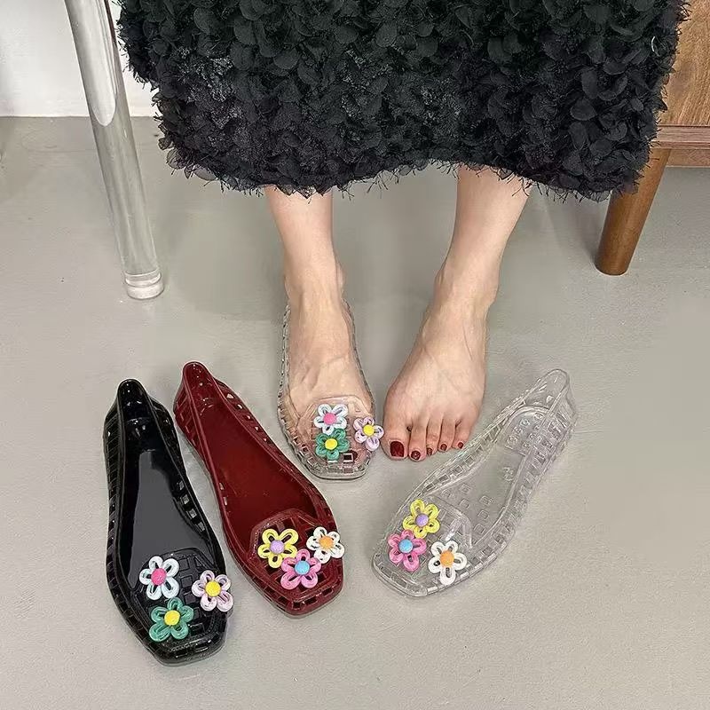 รองเท้าเจลลี่ลายดอกไม้แฮนด์เมด - Women Shoes Model บทวิจารณ์และราคา