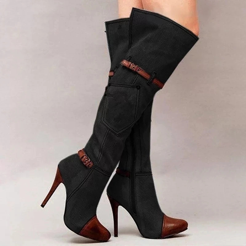 Botas Over The Knee รองเท้าส้น - Knee High Boots Women บทวิจารณ์และราคา