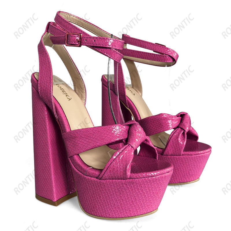 Rontic Hot Handmade ผู้หญิงแพล - Block Heel Ankle Boots บทวิจารณ์และราคา