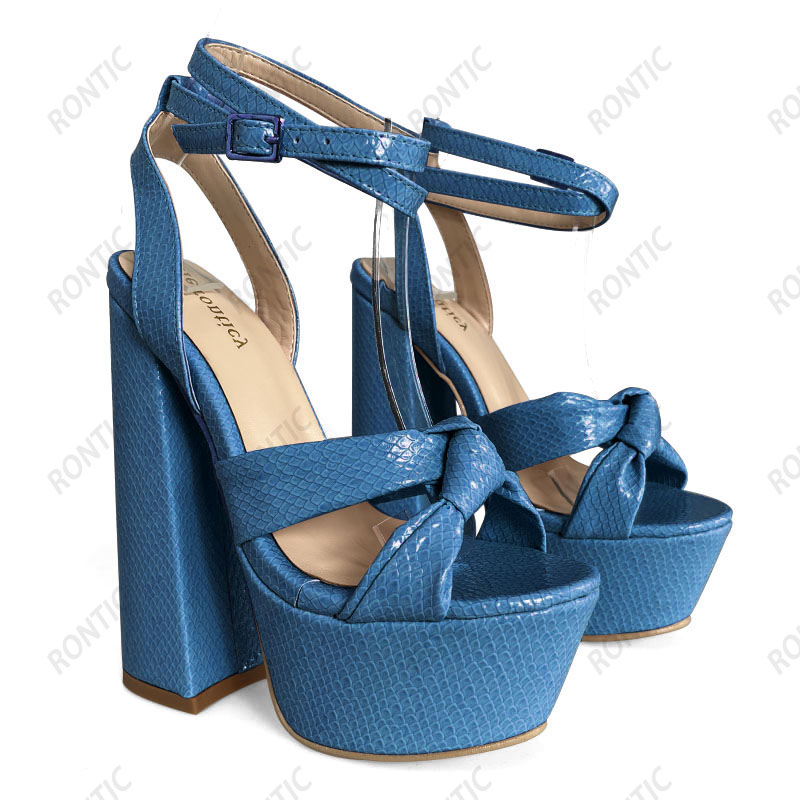 Rontic Hot Handmade ผู้หญิงแพล - Block Heel Ankle Boots บทวิจารณ์และราคา