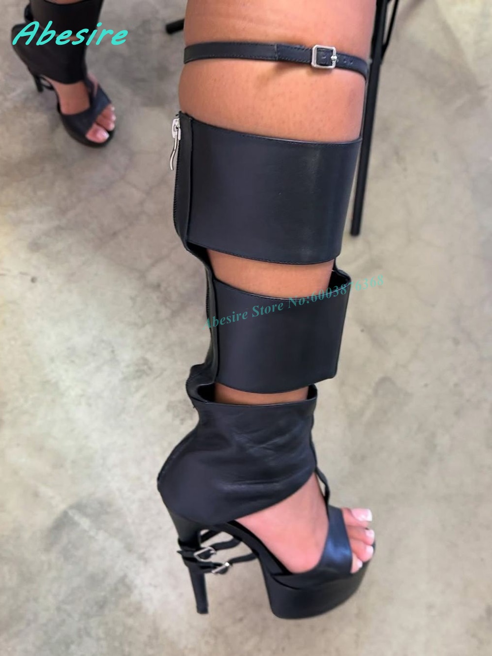 รองเท้าบูทส้นสูงแบบเปิดนิ้วเท้ - Knee High Boots Women บทวิจารณ์และราคา