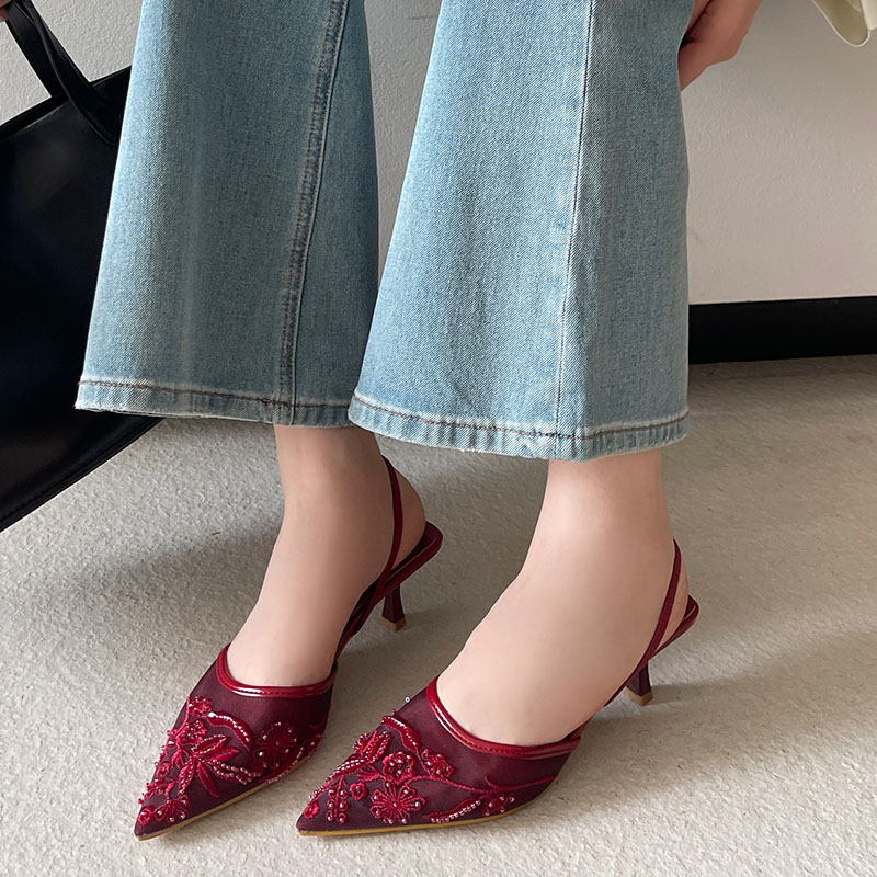 รองเท้าส้นสูงแบบสลิงแบ็ค ดีไซน - Women Shoes Branded บทวิจารณ์และราคา