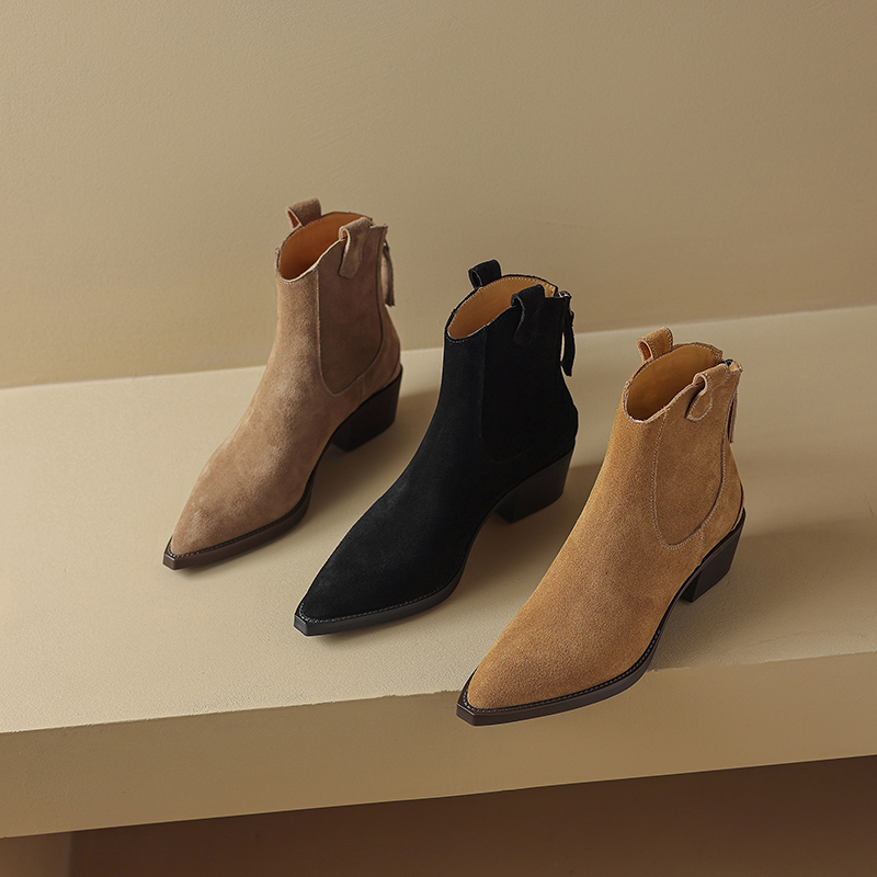 รองเท้าบูทข้อเท้าผู้หญิง AIYUQ - Block Heel Ankle Boots บทวิจารณ์และราคา