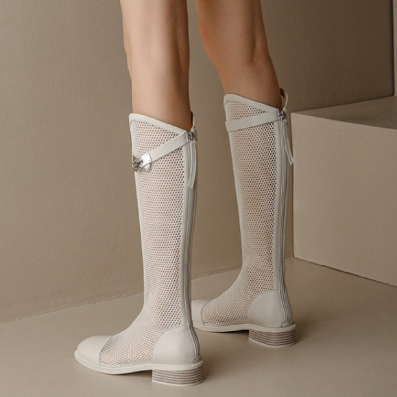หญิงฤดูร้อนเข่า-สูงตาข่ายรองเท - Knee High Boots Women บทวิจารณ์และราคา