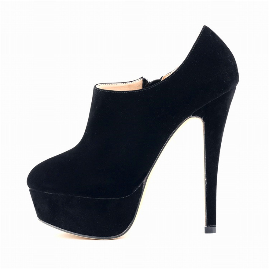 4 ซม.แพลตฟอร์มรองเท้าส้นสูงแฟช - Block Heel Ankle Boots บทวิจารณ์และราคา