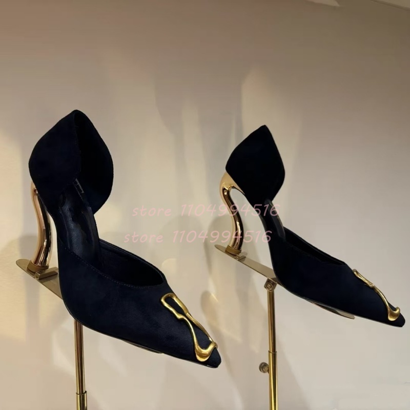 โลหะตกแต่งหนังนิ่มสีดําส้นปั๊ม - Women Shoes Model บทวิจารณ์และราคา
