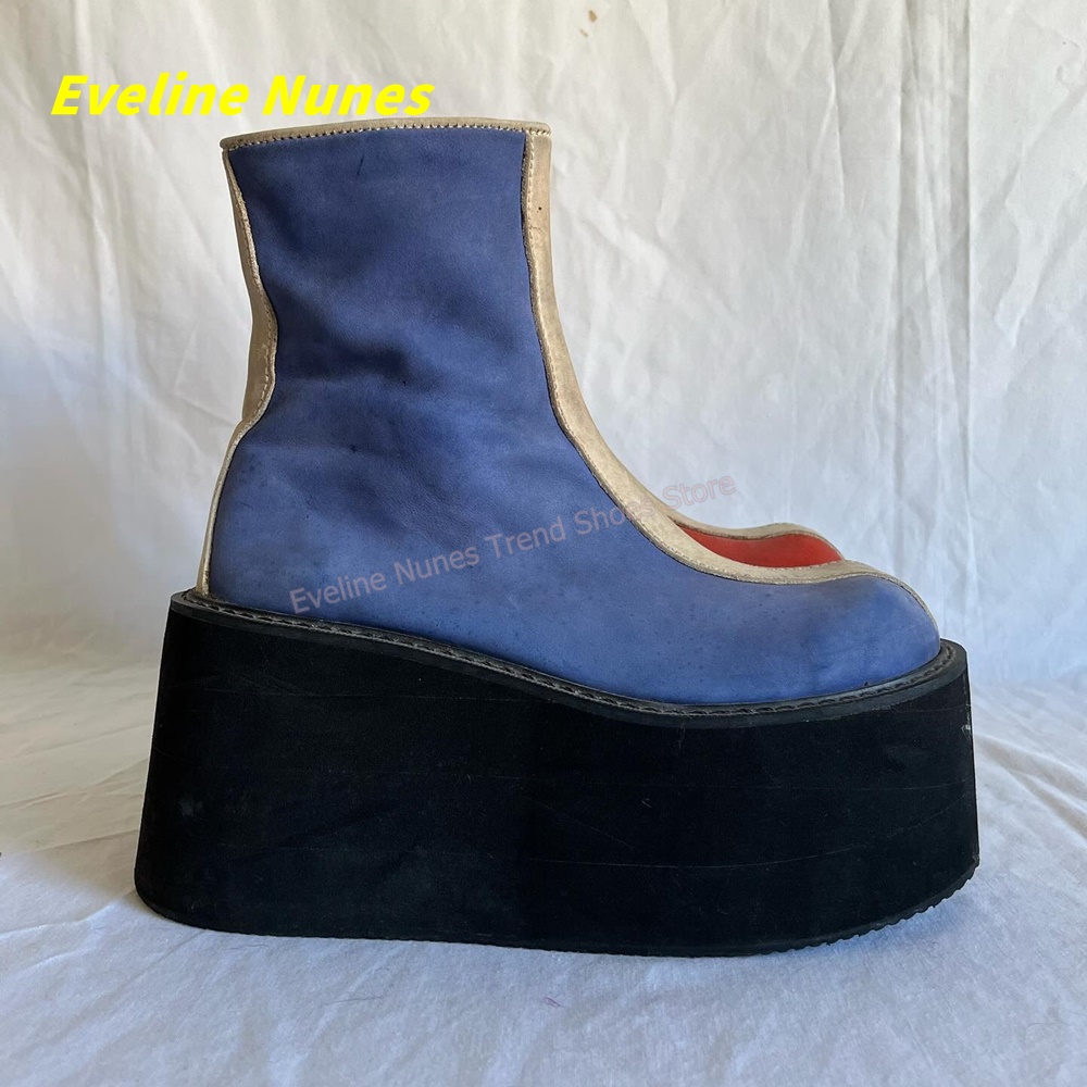 Y2K สีแดงสีน้ำเงินรองเท้าบูทหุ - Block Heel Ankle Boots บทวิจารณ์และราคา
