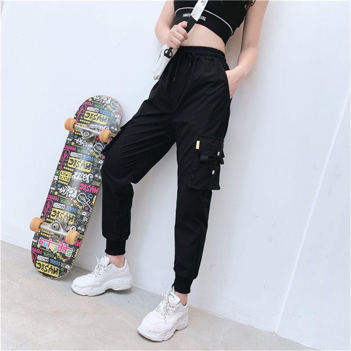 กางเกงฮิปฮอปเอวสูงสำหรับผู้หญิ - Women Shoes Joggers บทวิจารณ์และราคา