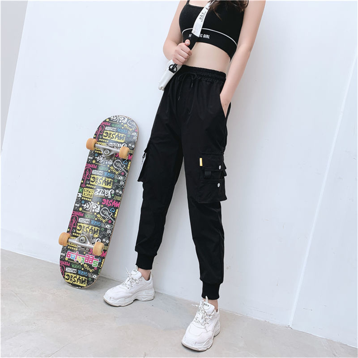 กางเกงฮิปฮอปเอวสูงสำหรับผู้หญิ - Women Shoes Joggers บทวิจารณ์และราคา