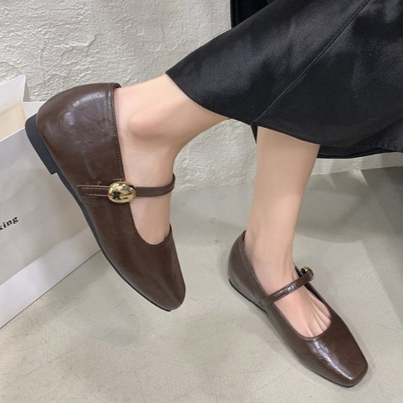รองเท้าส้นเตี้ยหนังนุ่มพิเศษสี - Shoes For Women Flats บทวิจารณ์และราคา