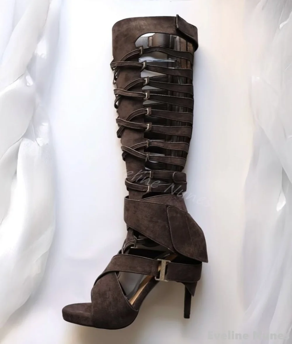 รองเท้าบูทส้นสูงแบบเปิดนิ้วเท้ - Knee High Boots Women บทวิจารณ์และราคา