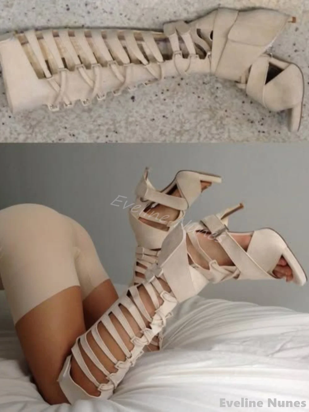 รองเท้าบูทส้นสูงแบบเปิดนิ้วเท้ - Knee High Boots Women บทวิจารณ์และราคา