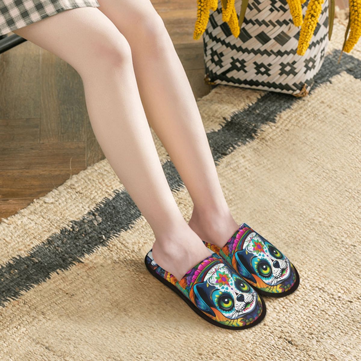 รองเท้าแตะลายดอกไม้สไตล์เม็กซิ - Fluffy Fur Slipper บทวิจารณ์และราคา