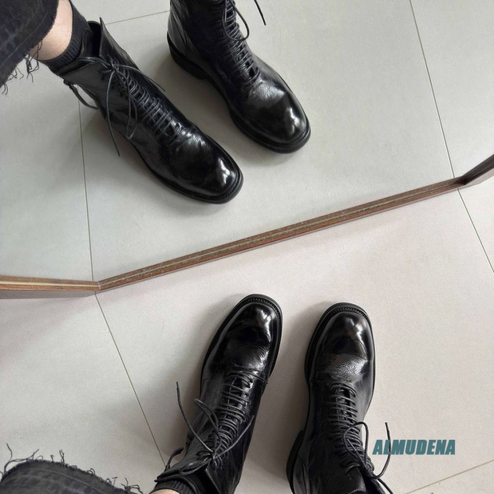 รองเท้าบูทหุ้มข้อสูงสีดำสไตล์ส - Block Heel Ankle Boots บทวิจารณ์และราคา