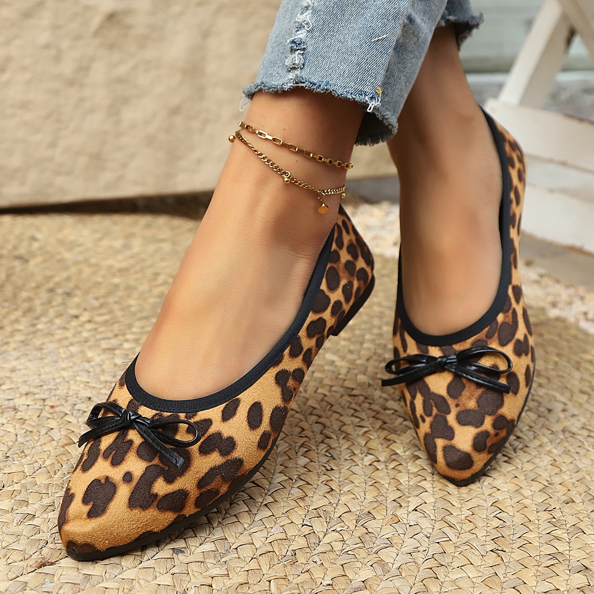 รองเท้าส้นแบนลายเสือดาวสำหรับผ - Shoes For Women Flats บทวิจารณ์และราคา