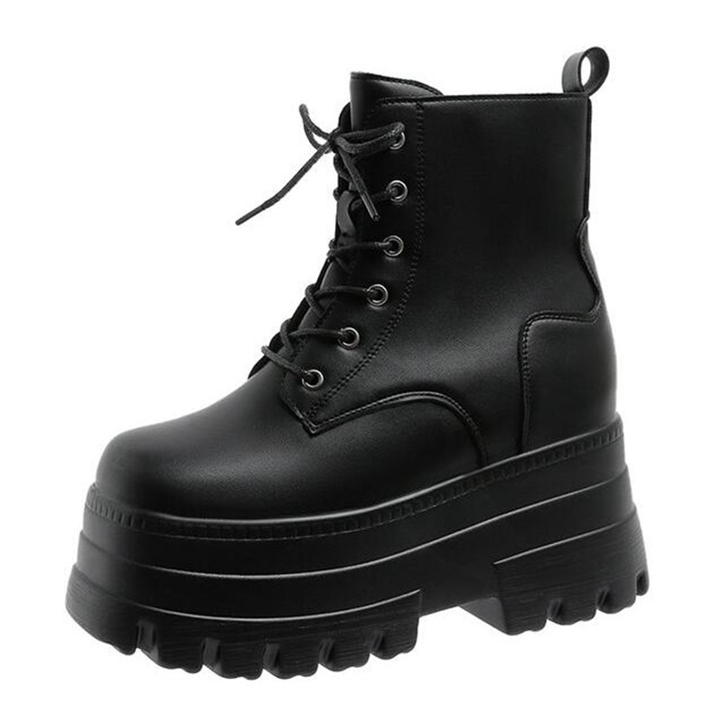 รองเท้าบูททหารแบบผูกเชือกหน้า  - Block Heel Ankle Boots บทวิจารณ์และราคา