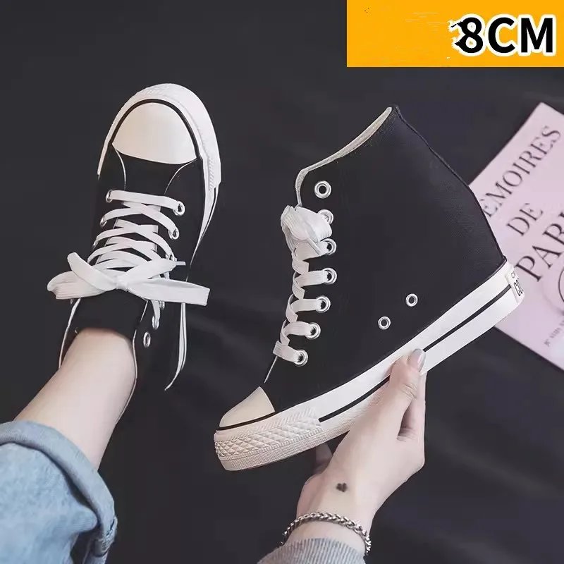 รองเท้าผ้าใบพื้นหนา 8 ซม. สำหร - Block Heel Ankle Boots บทวิจารณ์และราคา