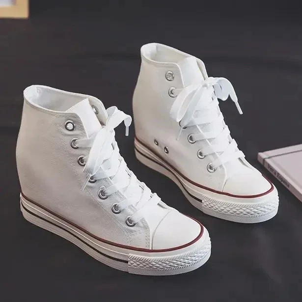รองเท้าผ้าใบพื้นหนา 8 ซม. สำหร - Block Heel Ankle Boots บทวิจารณ์และราคา