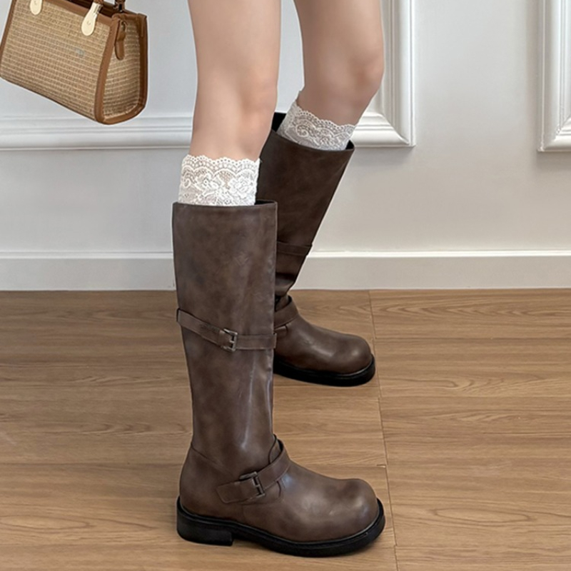 รองเท้าบูทสูงถึงเข่าแบบสวม สไต - Knee High Boots Women บทวิจารณ์และราคา