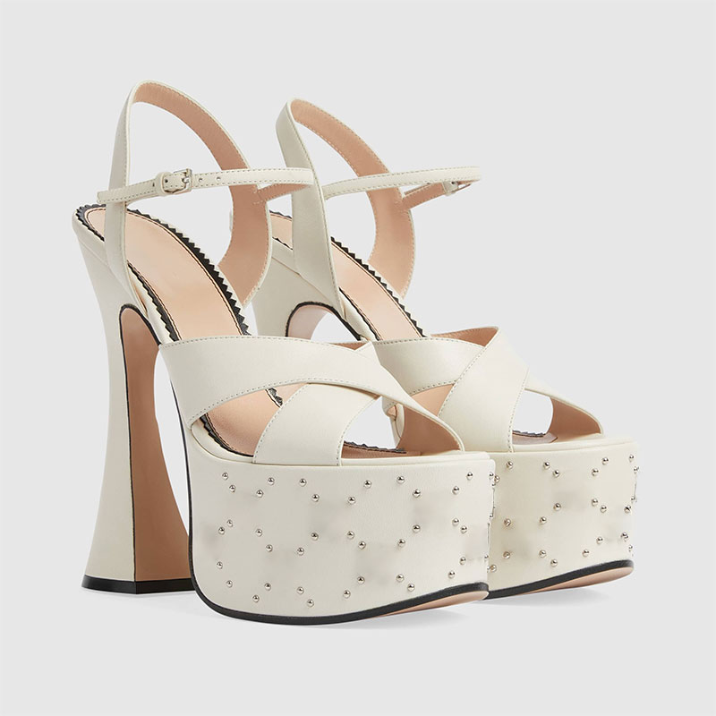 รองเท้าแตะส้นสูงหัวเข็มดำสีขาว - Women Shoes Waterproof บทวิจารณ์และราคา
