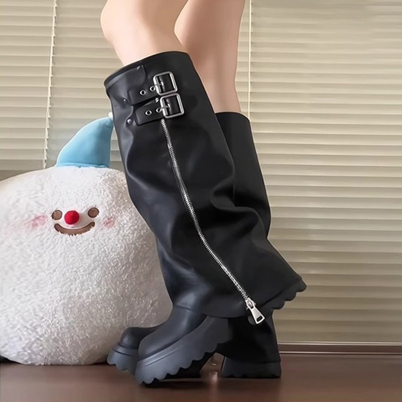 รองเท้าบูทผู้หญิงทรงพังก์ สไตล - Knee High Boots Women บทวิจารณ์และราคา