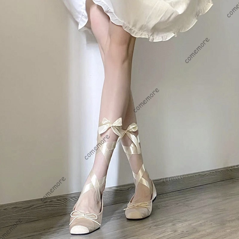 รองเท้าบัลเล่ต์ผูกเชือกแบบผูกข - Shoes For Women Flats บทวิจารณ์และราคา