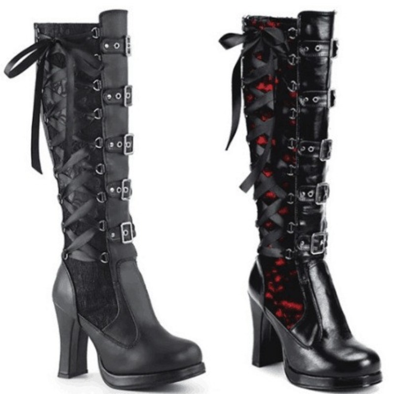รองเท้าบูทสูงถึงเข่าสไตล์พังก์ - Knee High Boots Women บทวิจารณ์และราคา