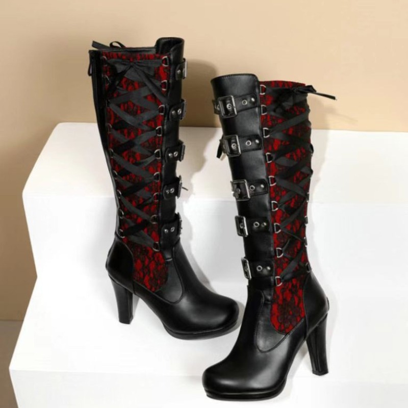 รองเท้าบูทสูงถึงเข่าสไตล์พังก์ - Knee High Boots Women บทวิจารณ์และราคา