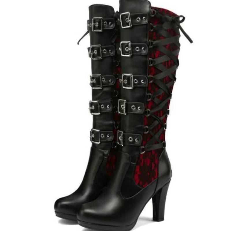 รองเท้าบูทสูงถึงเข่าสไตล์พังก์ - Knee High Boots Women บทวิจารณ์และราคา