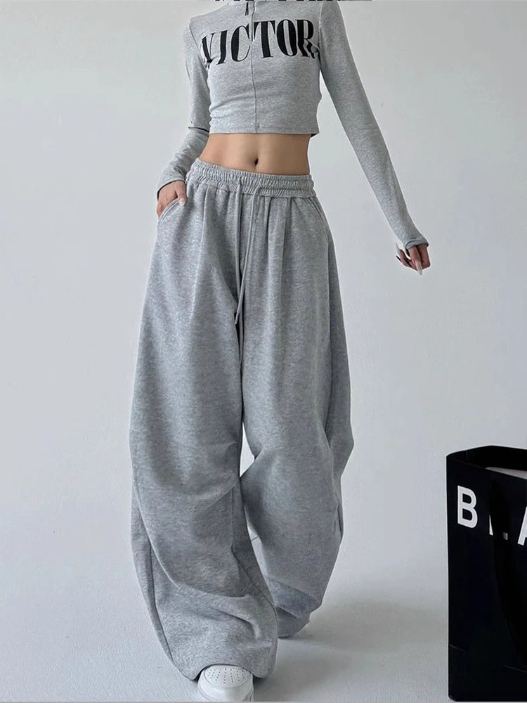กางเกงวอร์มขากว้างสไตล์ฮาราจูก - Women Shoes Joggers บทวิจารณ์และราคา