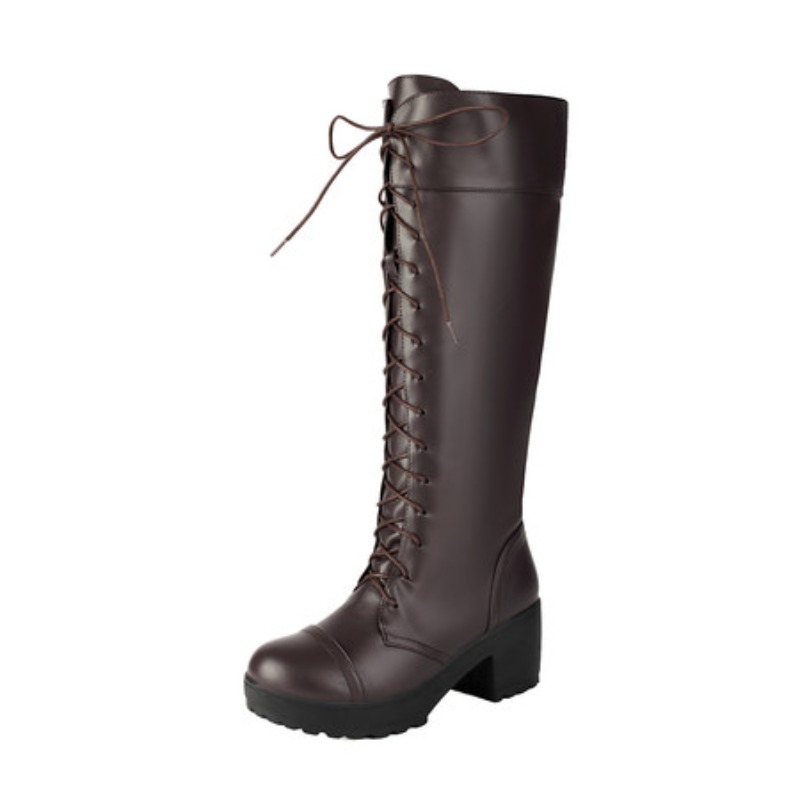 รองเท้าบูทผู้หญิงแบบผูกเชือกสู - Knee High Boots Women บทวิจารณ์และราคา